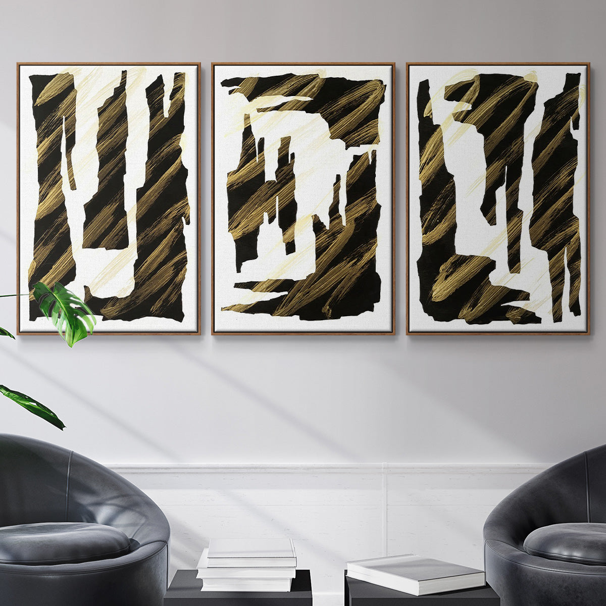 Onyx Obelisks I - Floater Framed Canvas Set