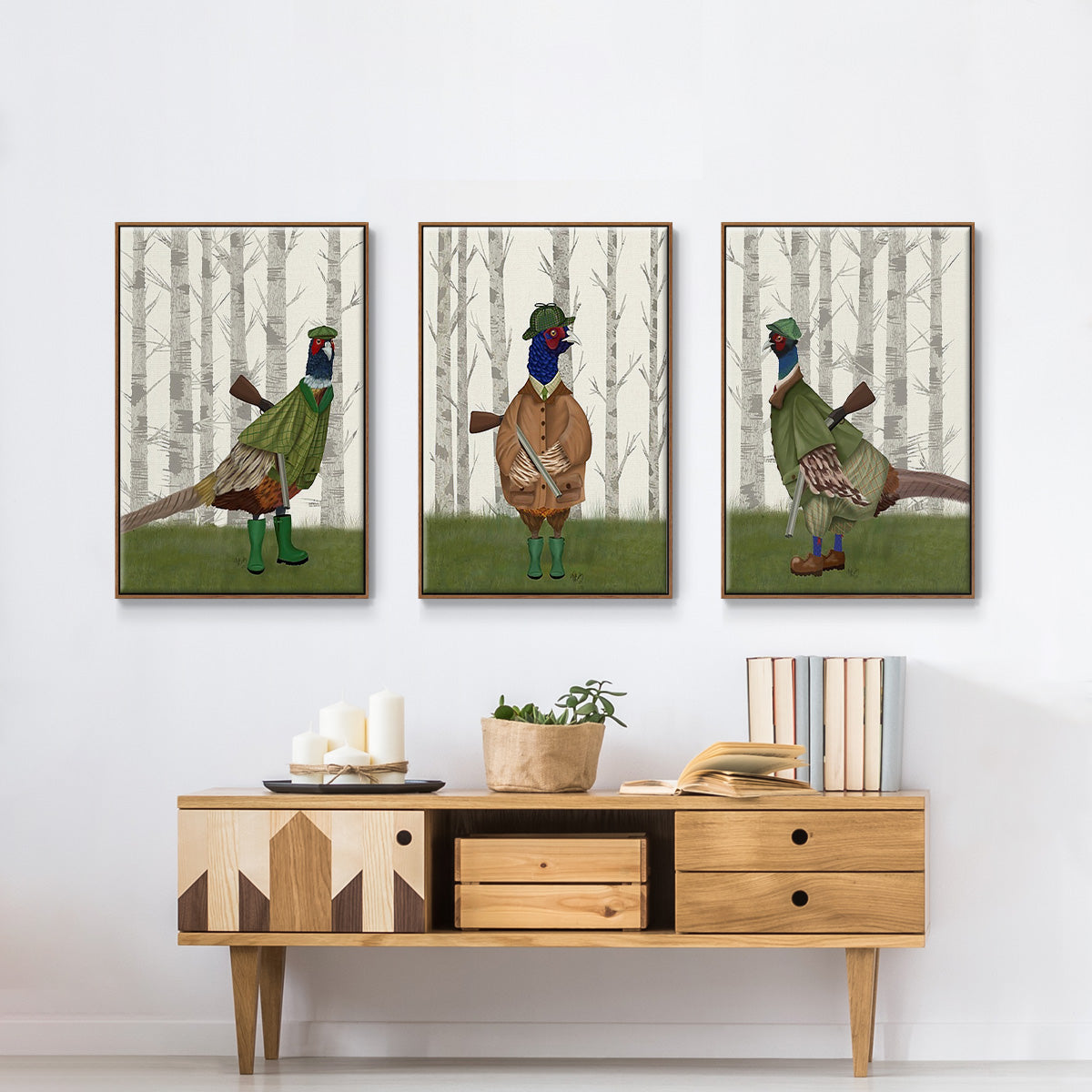 Pheasant Shooting Party 1 - Floater Framed Canvas Set