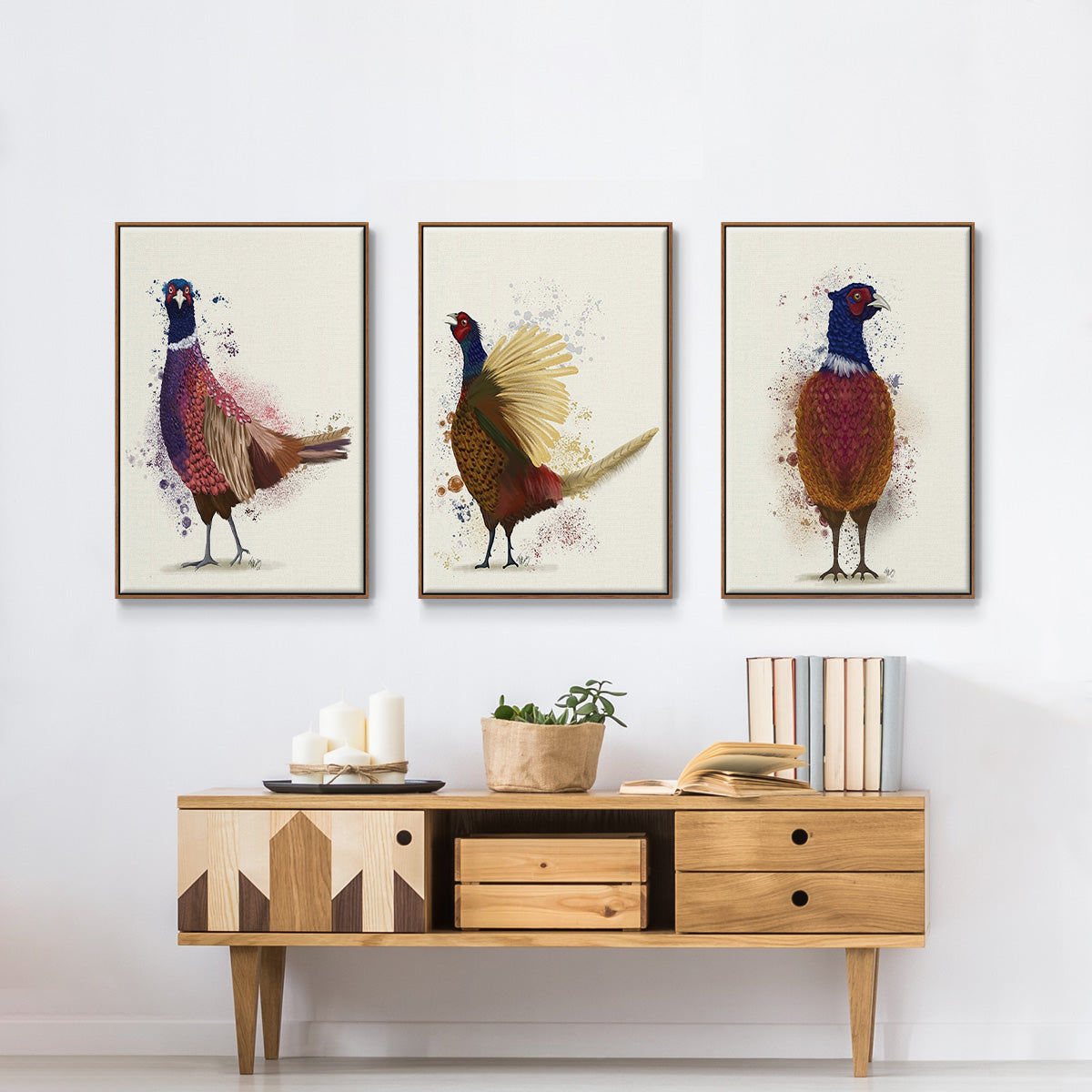Pheasant Splash 3 - Floater Framed Canvas Set