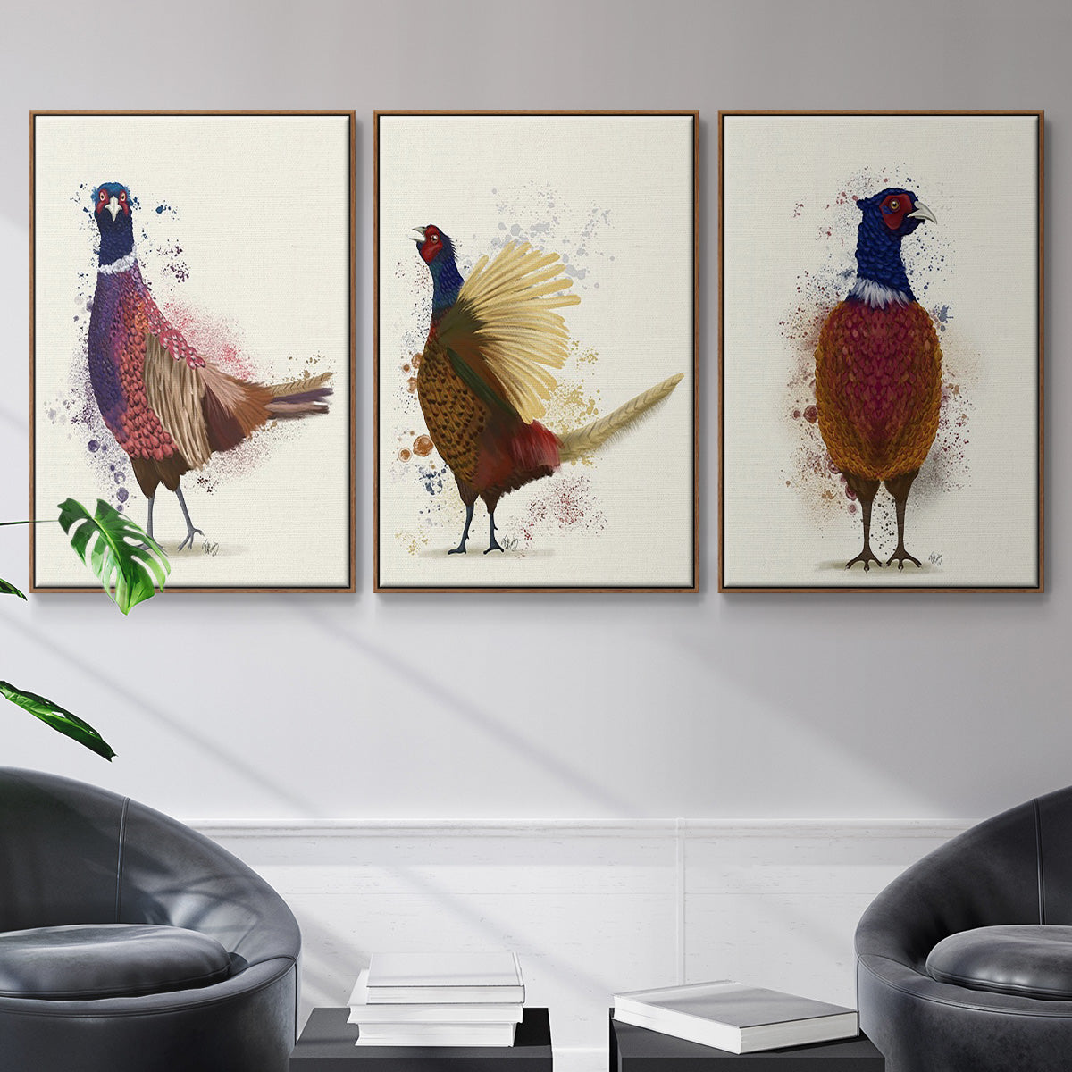 Pheasant Splash 3 - Floater Framed Canvas Set