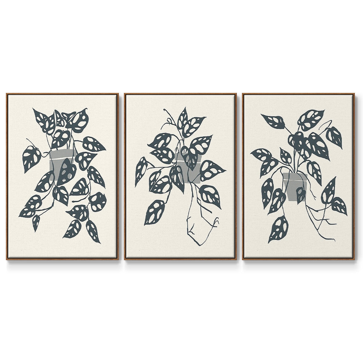 Growing Leaves I - Floater Framed Canvas Set