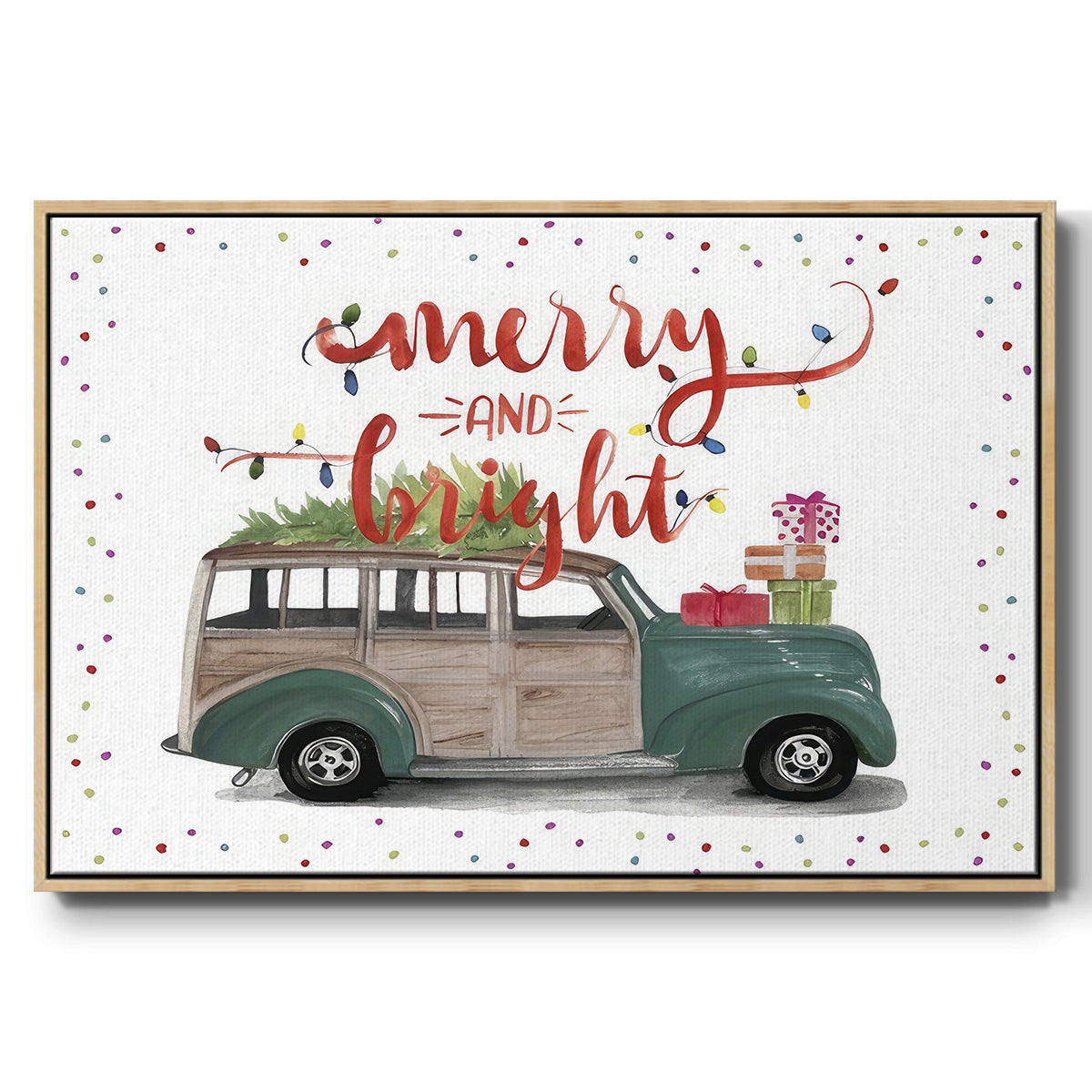 Christmas Cars Collection A - Floater Framed Canvas Print