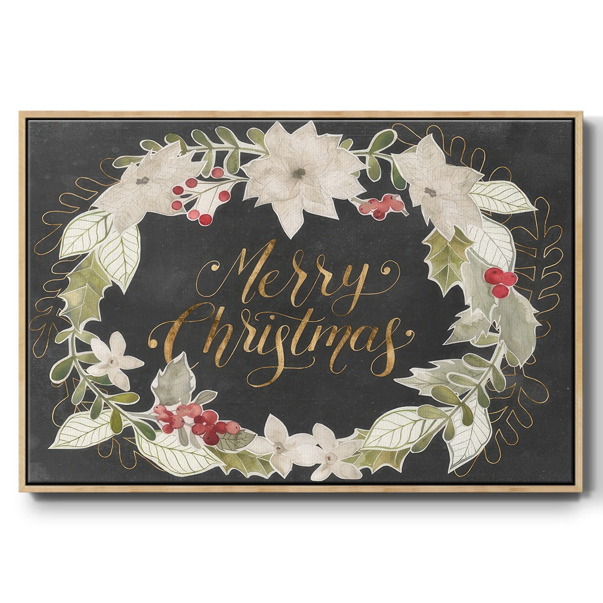 Gilded Christmas Collection A - Floater Framed Canvas Print