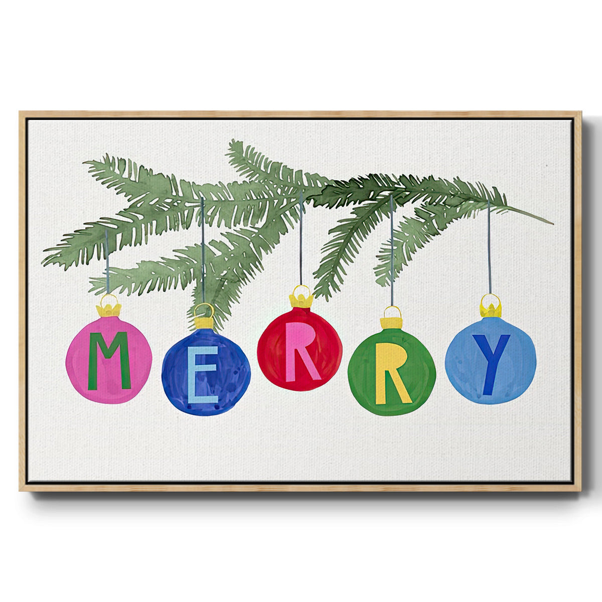 Colorful Christmas Collection A - Floater Framed Canvas Print