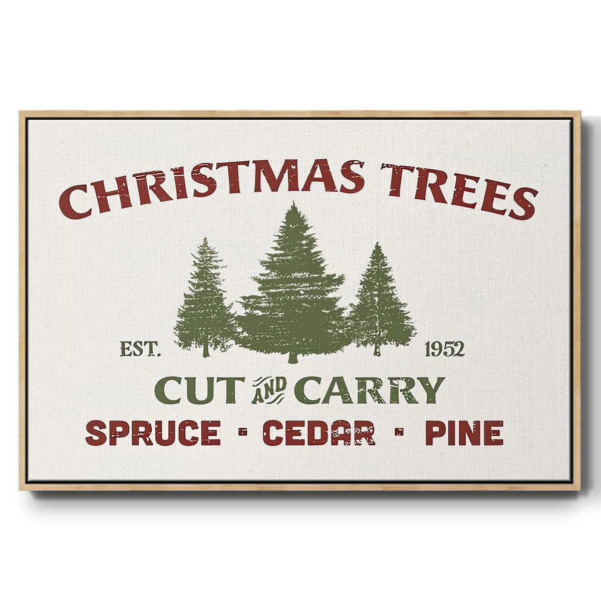 Christmas Farm Sign I - Floater Framed Canvas Print