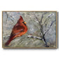 Cardinal in Snow II - Floater Framed Canvas Print