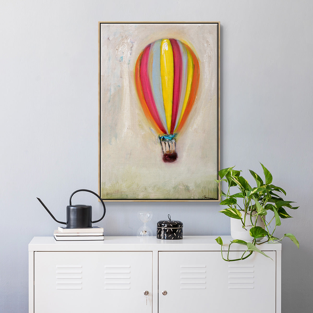 Lucky Hot Air Balloon - Floater Framed Canvas Print
