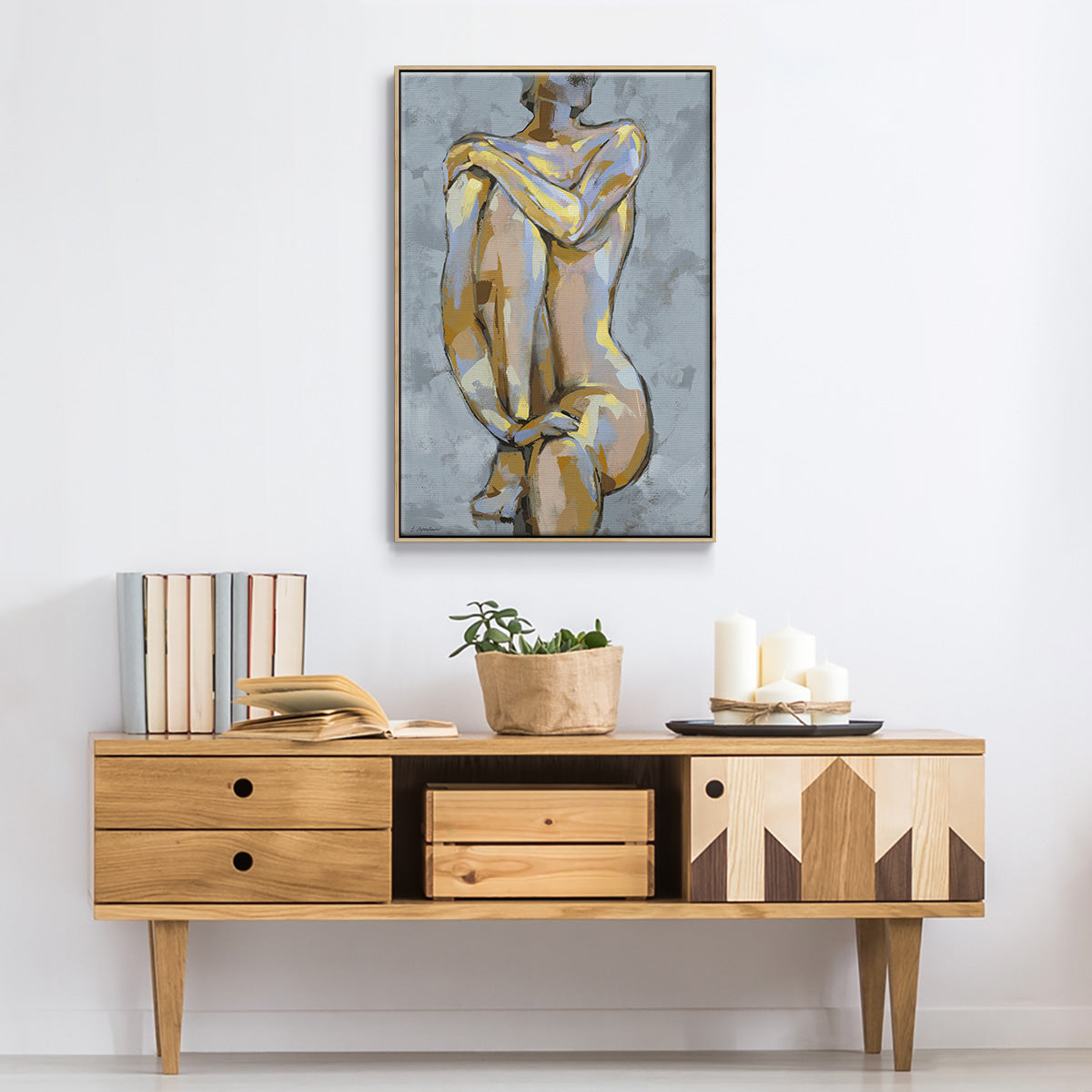 Grey Maiden I - Floater Framed Canvas Print
