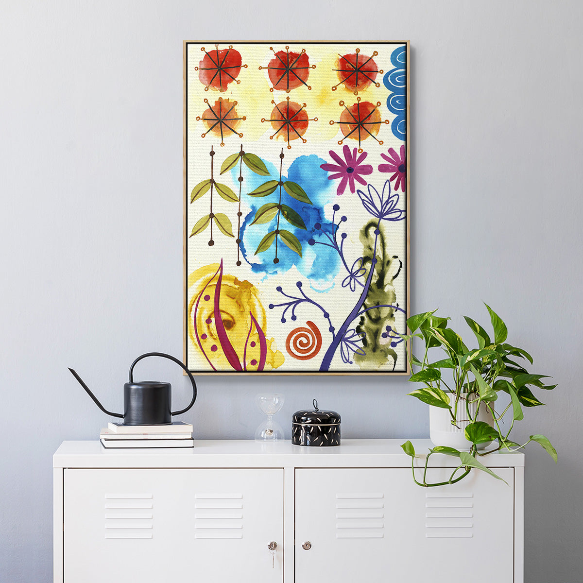 Flower Power II - Floater Framed Canvas Print