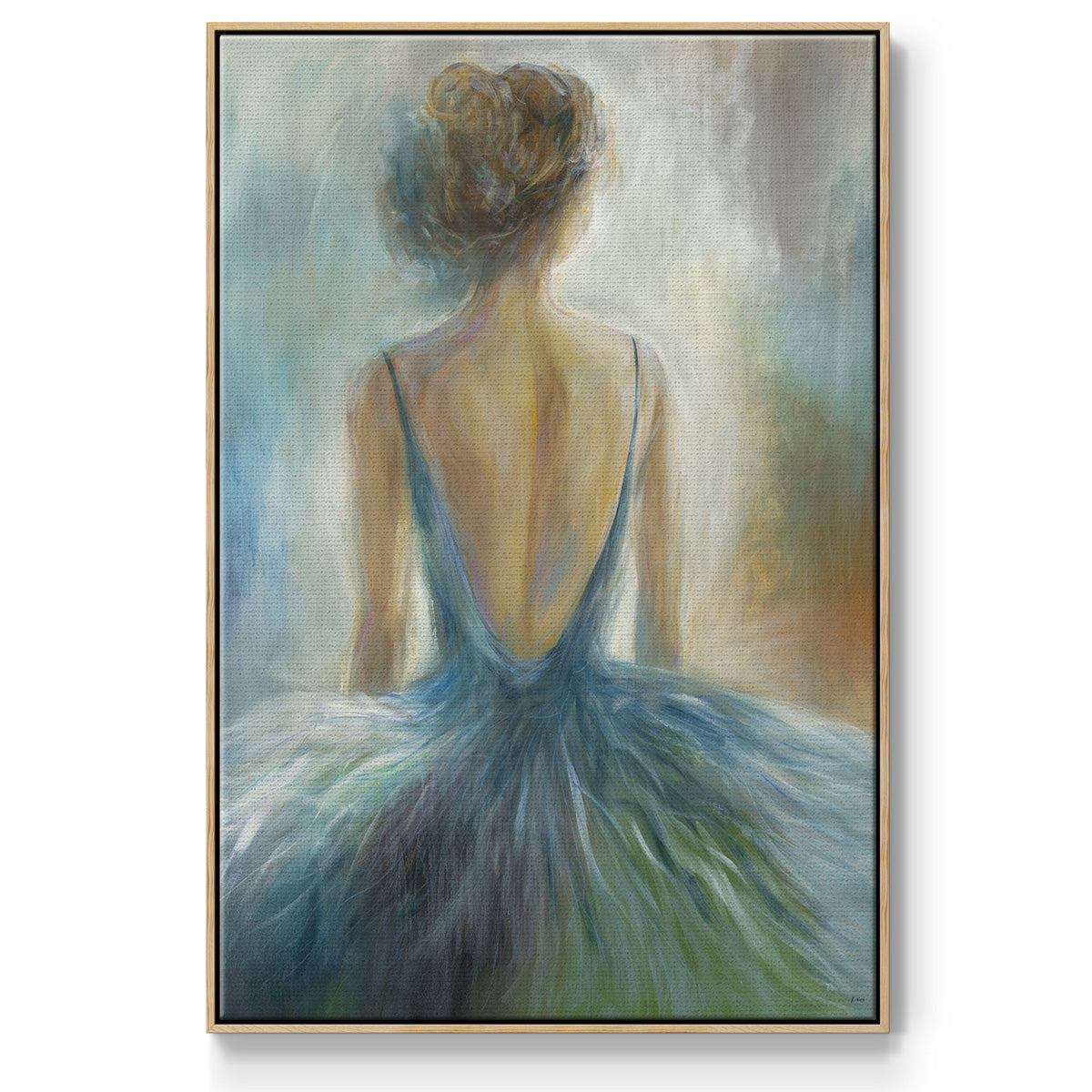 Lady in Blue - Floater Framed Canvas Print