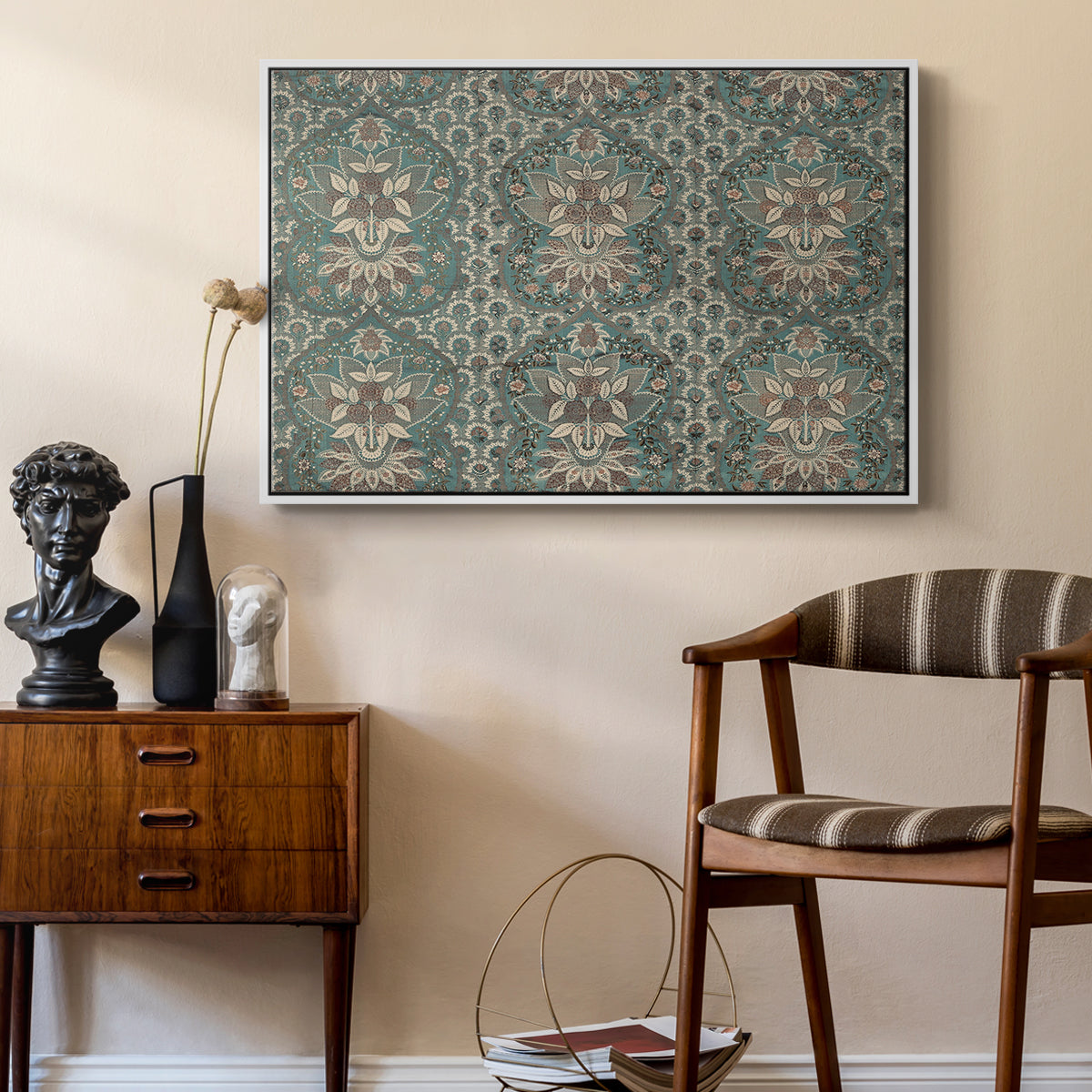 Vintage Abstract Print X - Floater Framed Canvas Print