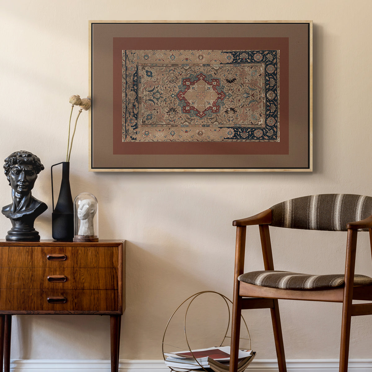 Vintage Abstract Print XII - Floater Framed Canvas Print