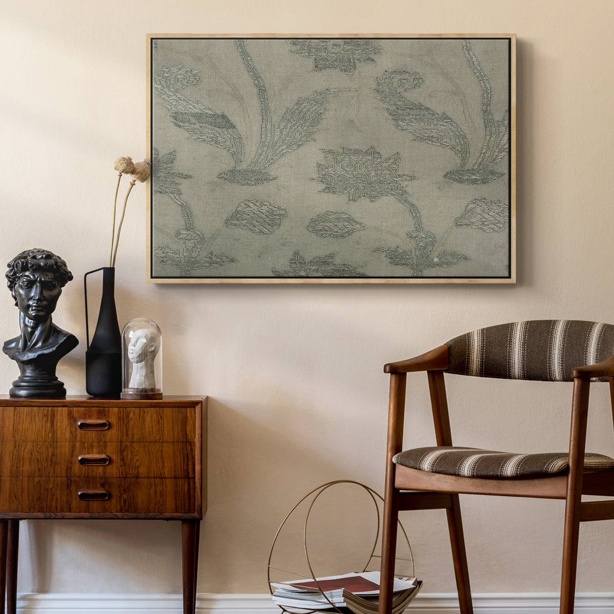 Vintage Abstract Print XV - Floater Framed Canvas Print