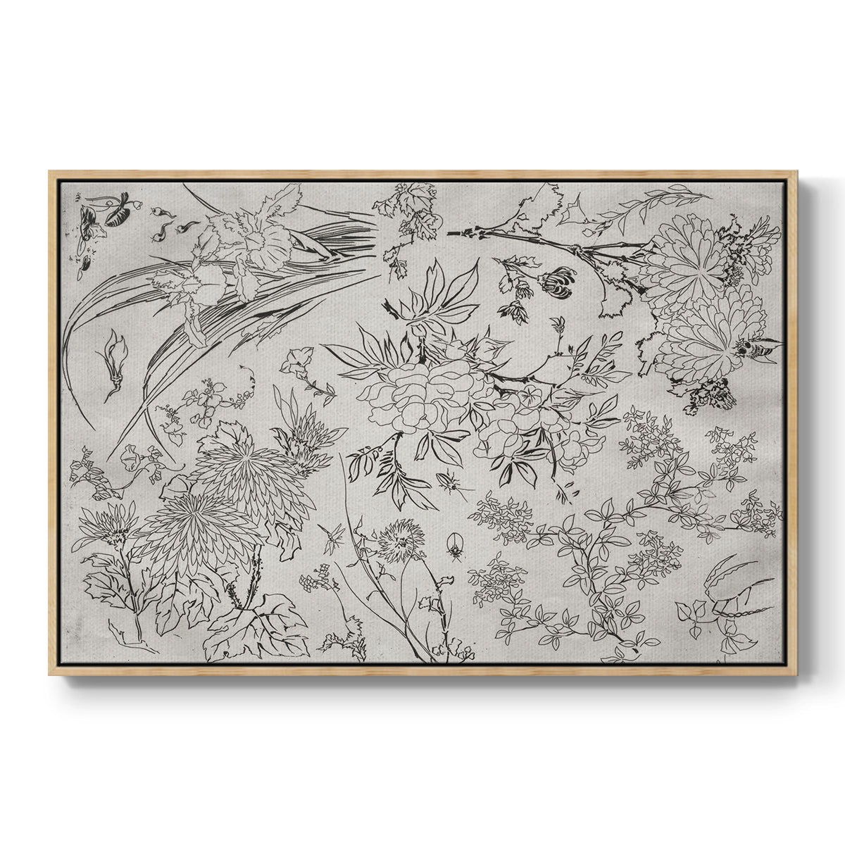 Vintage Abstract Print XVI - Floater Framed Canvas Print