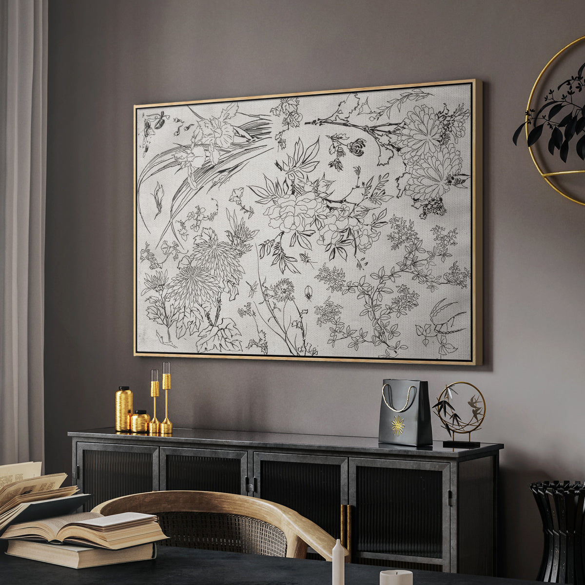 Vintage Abstract Print XVI - Floater Framed Canvas Print