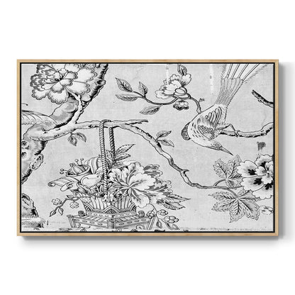 Vintage Abstract Print XIX - Floater Framed Canvas Print