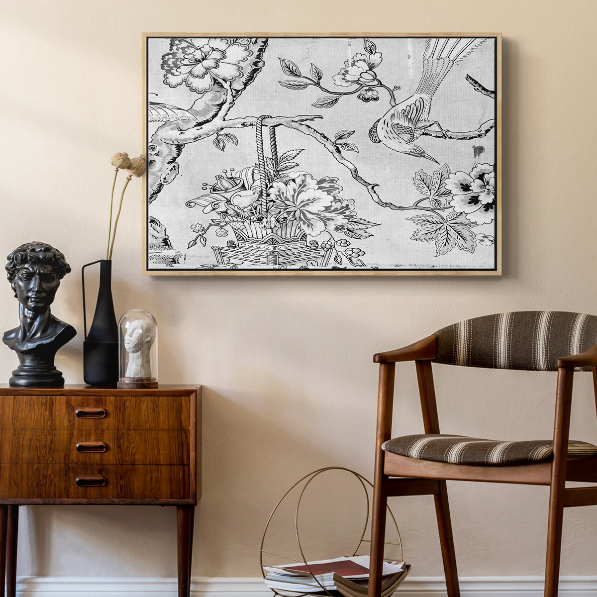Vintage Abstract Print XIX - Floater Framed Canvas Print