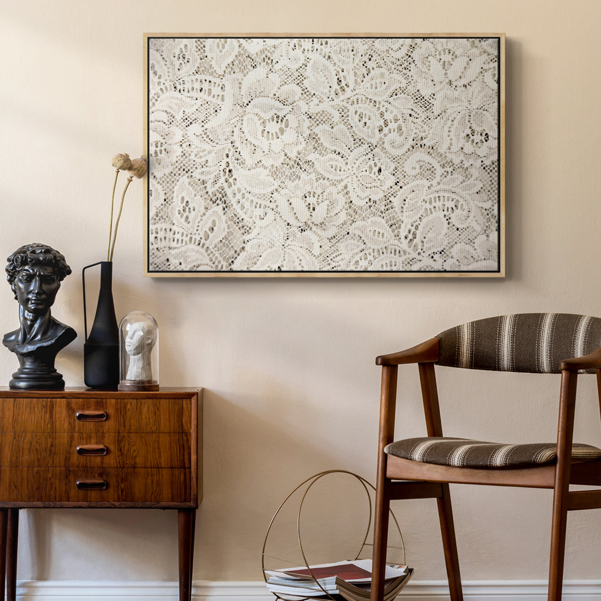 Vintage Abstract Print XX - Floater Framed Canvas Print