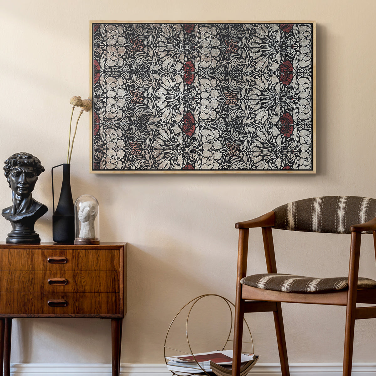 Vintage Abstract Print XXII - Floater Framed Canvas Print