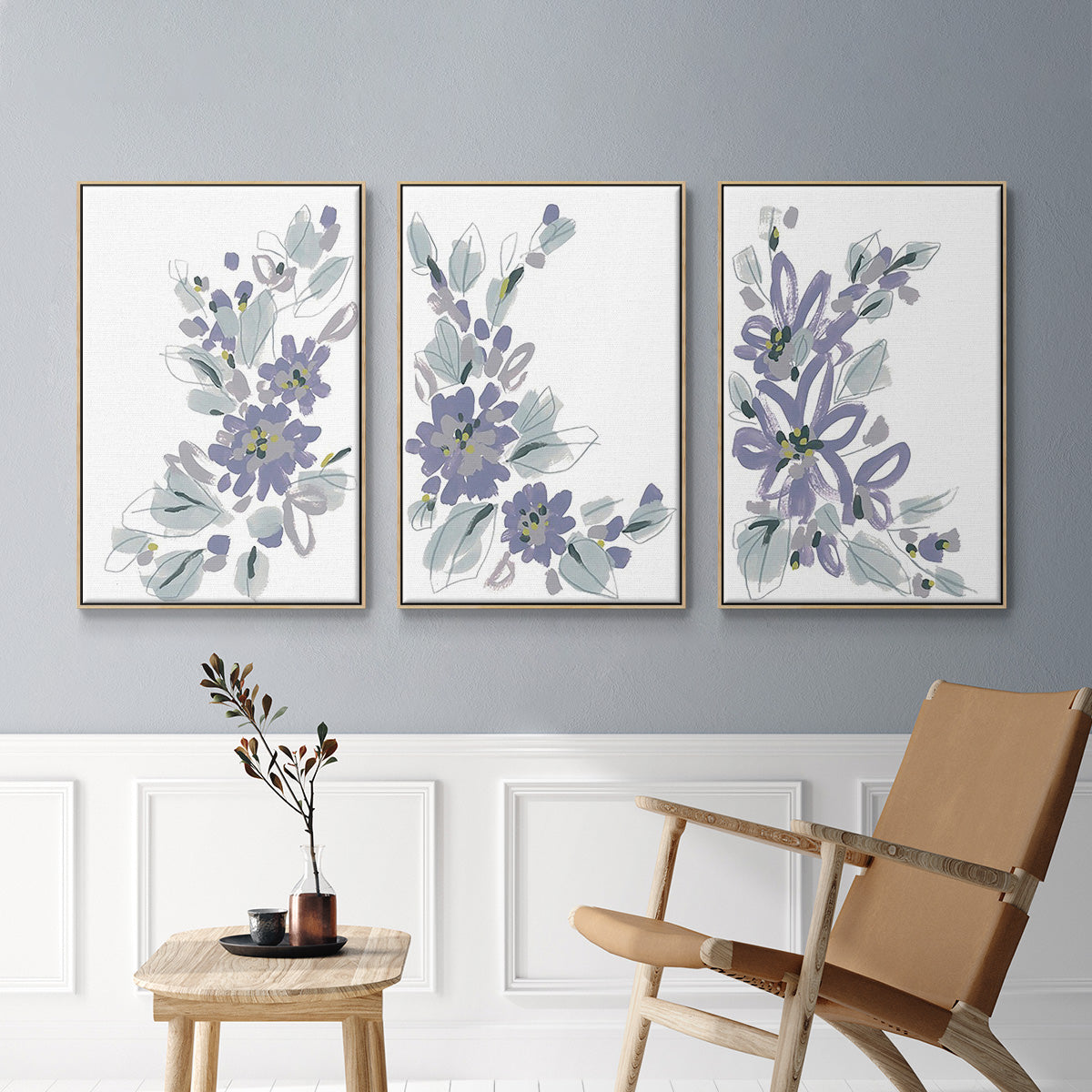 Periwinkle Patch I - Floater Framed Canvas Set