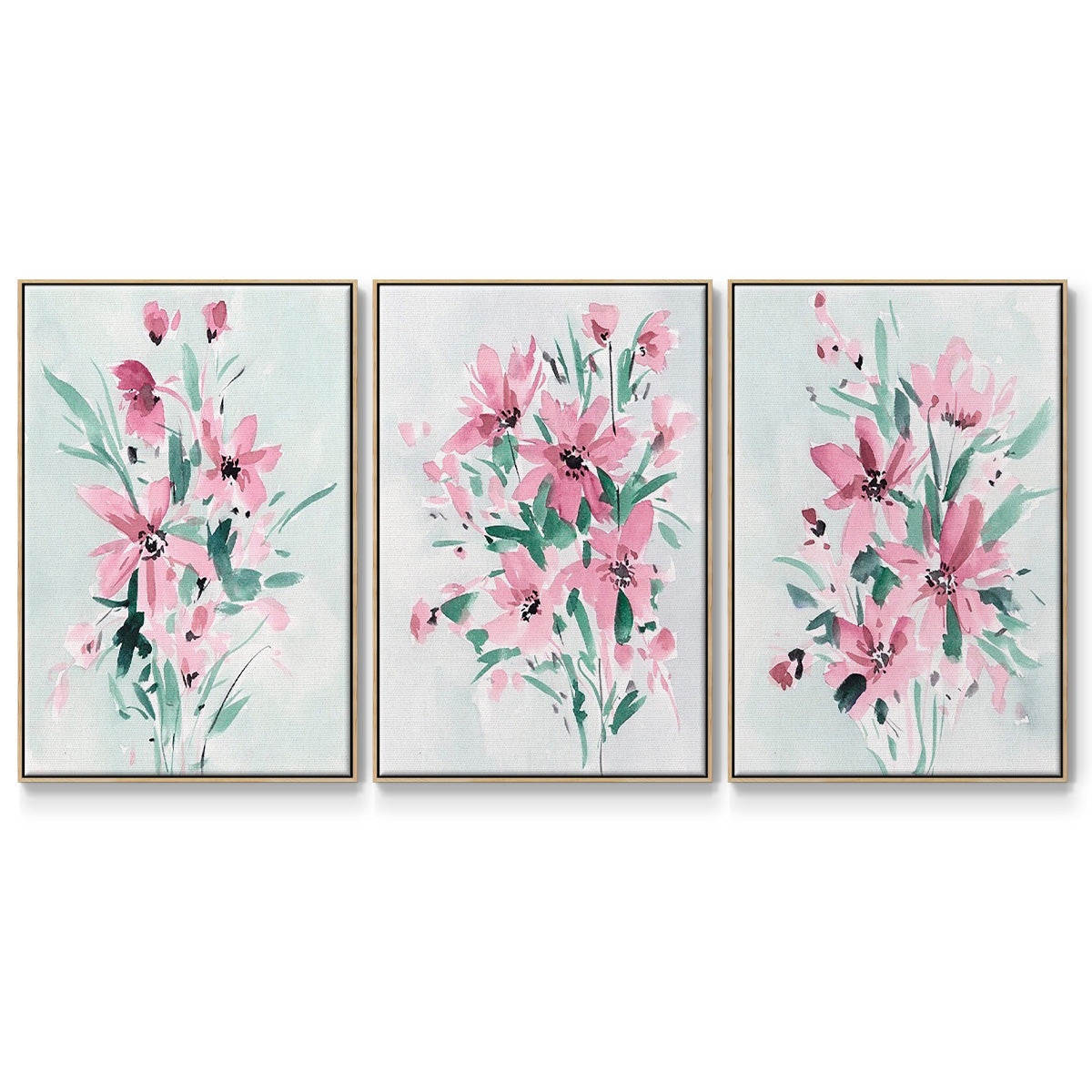 Posy Blooms I - Floater Framed Canvas Set