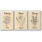 Birth Month I - Floater Framed Canvas Set