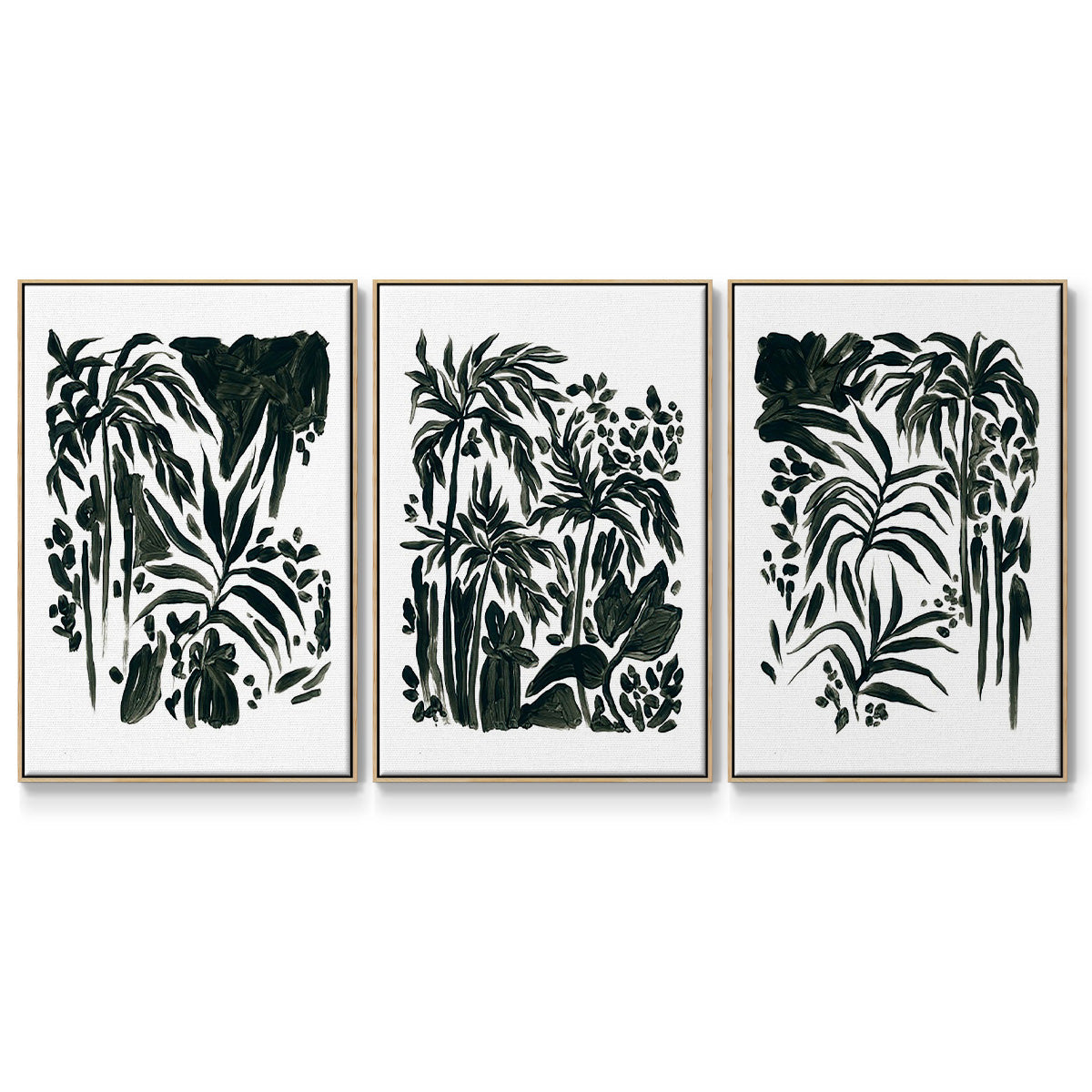 Ink Jungle I - Floater Framed Canvas Set