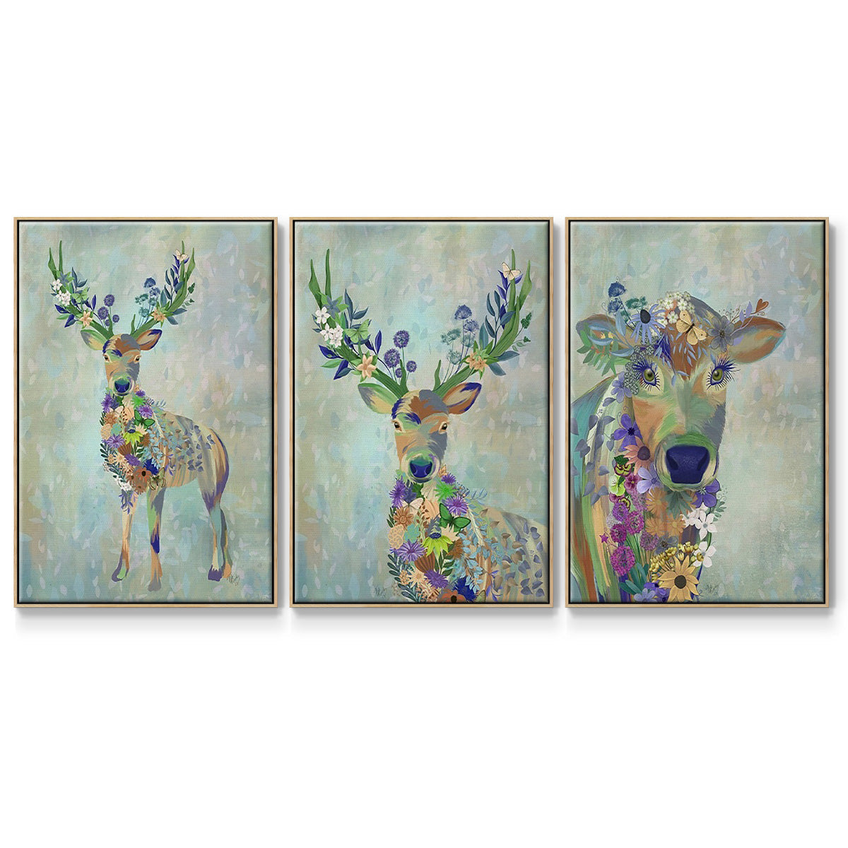 Fantastic Florals Cow - Floater Framed Canvas Set