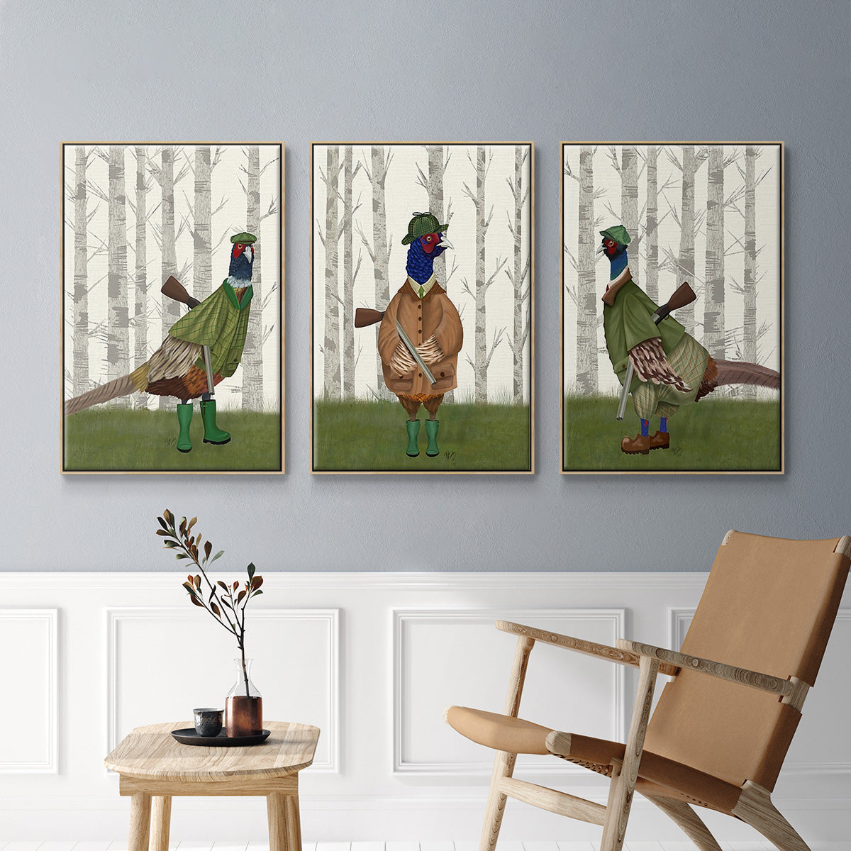Pheasant Shooting Party 1 - Floater Framed Canvas Set