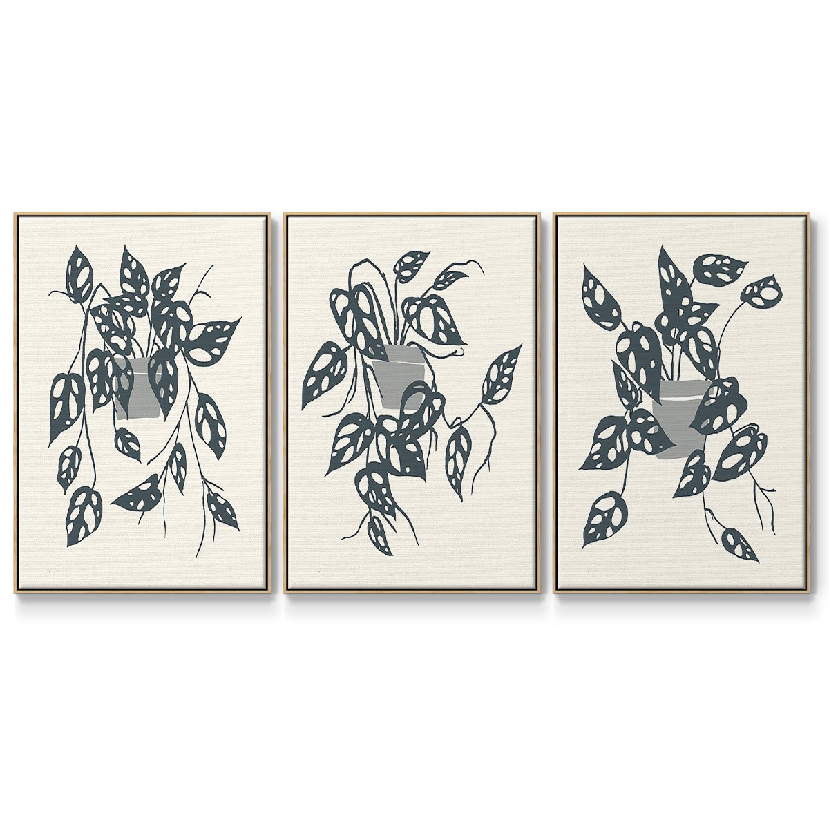 Growing Leaves IV - Floater Framed Canvas Set