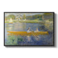 The Skiff (La Yole), 1875 by Pierre-Auguste Renoir in a black floater framed canvas wall art display.