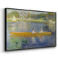 Angled view of The Skiff (La Yole), 1875 by Pierre-Auguste Renoir in a black floater framed canvas.