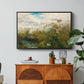 Wild Ducks (Grasänder), 1890 by Bruno Liljefors in a black floater framed canvas featuring ducks moving through grassy wetland near water's edge, displayed above a wood console cabinet.