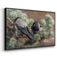 Angled view of Hooded Crows (Kråkor), 1891 by Bruno Liljefors in a black floater framed canvas.