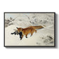Fox in Snow Landscape, 1900 by Bruno Liljefors in a black floater framed canvas wall art display.