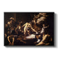 The Martyrdom of Saint Matthew, 1599-1600 by Caravaggio in a black floater framed canvas wall art display.