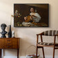 The Lute Player (Hermitage Version), c. 1596 by Caravaggio as a black floater framed canvas featuring an intimate musical scene with instrument and decorative objects, styled above a mid-century console in a contemporary living area.