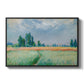 The Wheat Field (Champ de Blé), 1881 by Claude Monet in a black floater framed canvas wall art display.