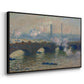 Angled view of Waterloo Bridge, Gray Day, 1903 by Claude Monet in a black floater framed canvas.