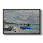 The Beach at Sainte-Adresse, 1867 by Claude Monet in a black floater framed canvas wall art display.