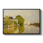 Houses on the Achterzaan, 1871 by Claude Monet in a black floater framed canvas wall art display.