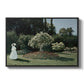 Woman in the Garden, Sainte-Adresse, 1867 by Claude Monet in a black floater framed canvas wall art display.