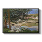 On the Bank of the Seine, Bennecourt, 1868 by Claude Monet in a black floater framed canvas wall art display.