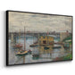 Angled view of Bridge at Argenteuil on a Gray Day, c. 1876 by Claude Monet in a black floater framed canvas.