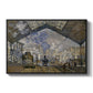 The Gare Saint-Lazare, 1877 by Claude Monet in a black floater framed canvas wall art display.