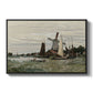Windmill at Zaandam, 1871 by Claude Monet in a black floater framed canvas wall art display.