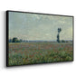 Angled view of Poppy Field, 1881 by Claude Monet in a black floater framed canvas.