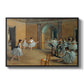 The Dance Foyer at the Opera on the Rue Le Peletier, 1872 by Edgar Degas in a black floater framed canvas wall art display.