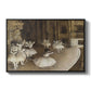 The Rehearsal of the Ballet Onstage, 1874 by Edgar Degas in a black floater framed canvas wall art display.