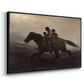 Angled view of A Ride for Liberty – The Fugitive Slaves, c. 1862 by Eastman Johnson in a black floater framed canvas.